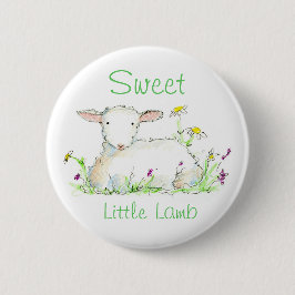 Söt lilla lamm Farm Animal Sheep Illustration Knapp