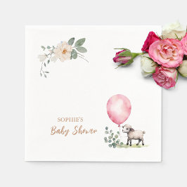 Söt lilla lampa Rosa Blommigt Pappersservett