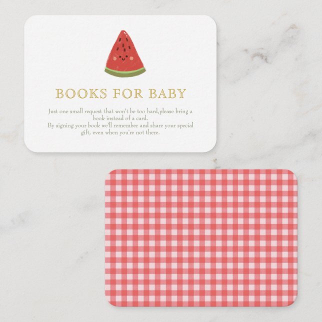 Söt lilla Melon Baby Shower. Bokar för baby Tilläggskort (Fram/baksida)