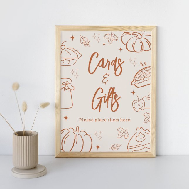 Söt lilla paj-baby shower-kort och present-skylt poster (Little Cutie Pie Baby Shower Cards and Gifts Sign)