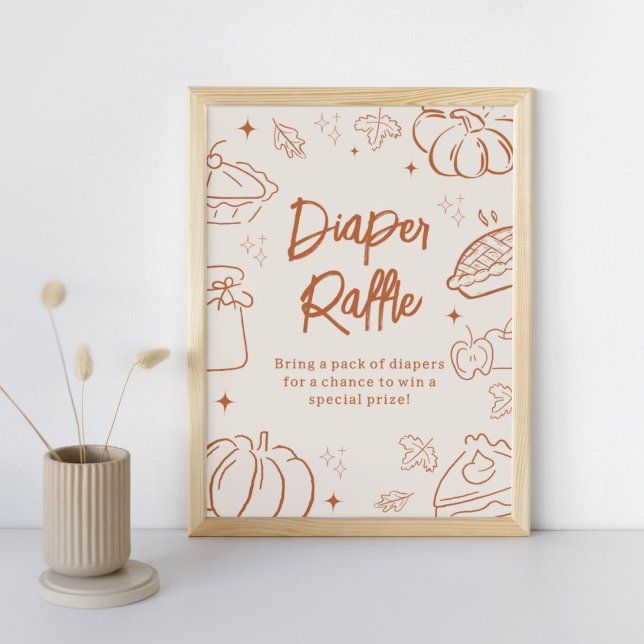 Söt lilla paj-babyshower blöjraffel-skylt poster (Little Cutie Pie Baby Shower Diaper Raffle Sign)