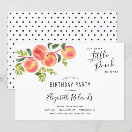 Söt lilla Peach Birthday-inbjudan Inbjudningar