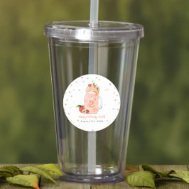 Söt lilla Peach Smoothie 2:a födelsedagen Party Runt Klistermärke