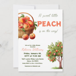 Söt lilla Peach-sommarbabyskabb Inbjudningar
