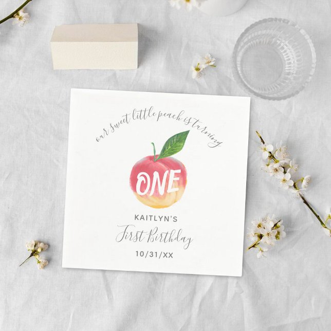 Söt lilla persiko 1st Birthday Pappersservett (Skapare uppladdad)