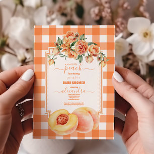 Söt lilla persikobabyskor inbjudningar