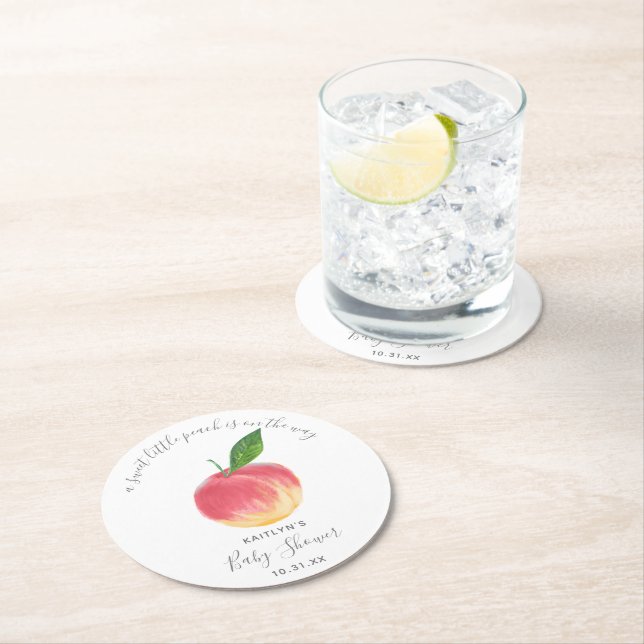 Söt lilla persikobabyskor underlägg papper rund (Insitu)