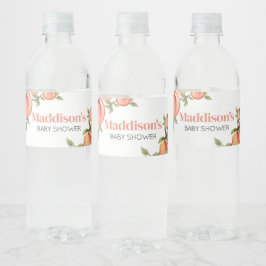 Söt lilla persikobabyskor vattenflaskor etikett