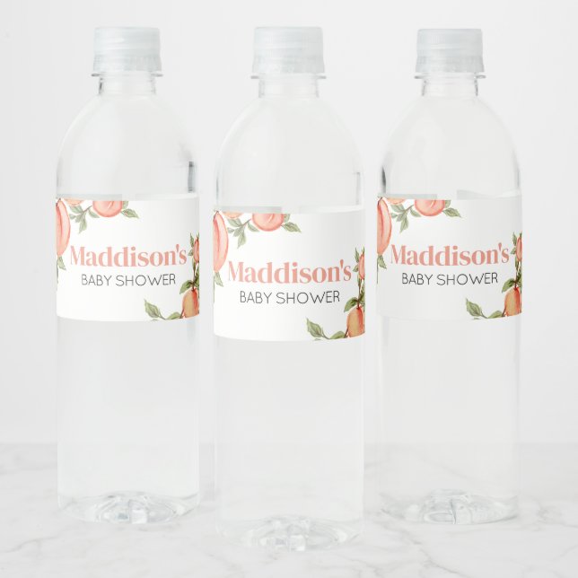 Söt lilla persikobabyskor vattenflaskor etikett (Flaskor)