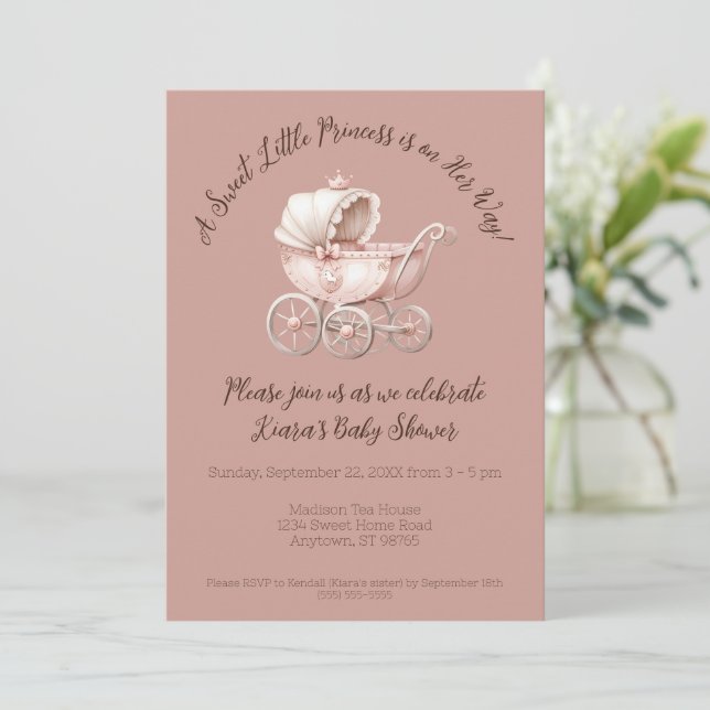 Söt lilla prinsessan Baby Shower Inbjudningar (Stående Fram)