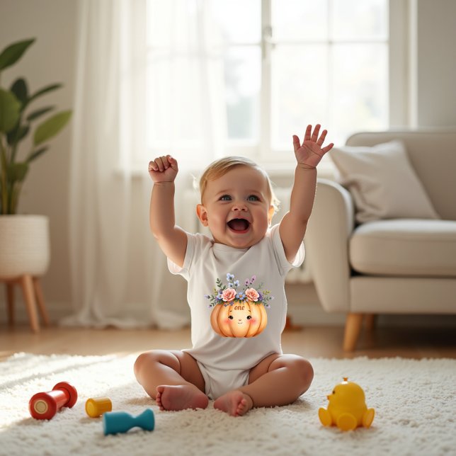 Söt Lilla Pumpa 1-års Födelsedagsfirande T Shirt (Skapare uppladdad)