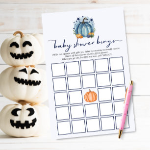 Söt lilla pumpa pojke baby shower Bingo spel