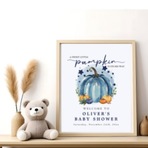 Söt lilla pumpa pojke Baby Shower Välkommen Poster