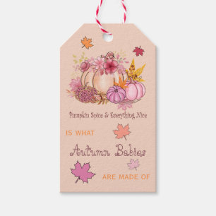 Söt lilla pumpakung Hej krydda & fin rosa höst Presentetikett