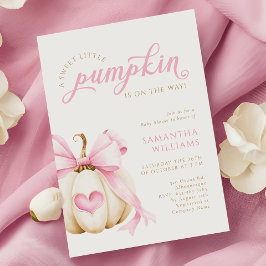 Söt lilla Pumpkin är på Way Baby Shower Inbjudningar