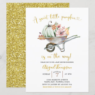 Söt lilla Pumpkin Baby Shower-inbjudan Inbjudningar