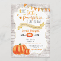 Söt lilla Pumpkin Baby Shower-inbjudan