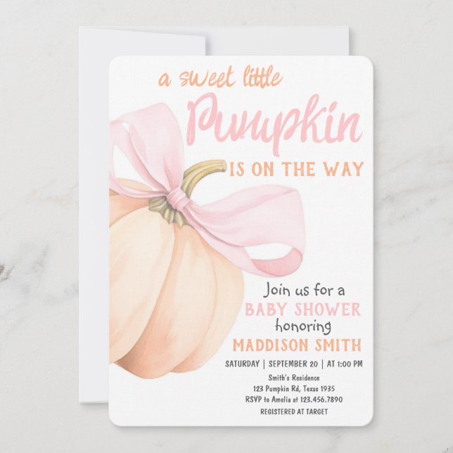 Söt lilla Pumpkin Baby Shower-inbjudan Inbjudningar (Framsida)