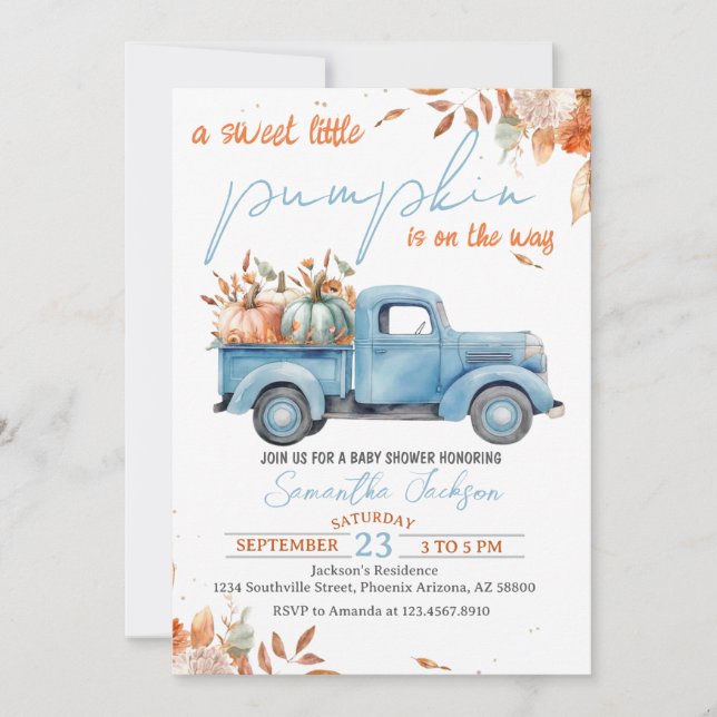 Söt lilla Pumpkin Baby Shower-inbjudan Inbjudningar (Framsida)