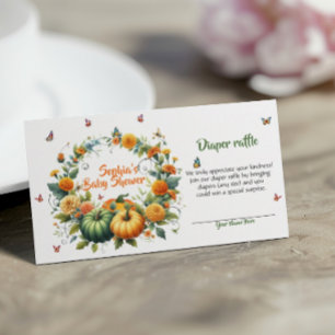 Söt lilla Pumpkin Blommigt Fall Diaper Raffle Tilläggskort