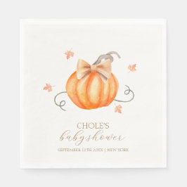 Söt lilla Pumpkin Bow Fall Baby Shower Pappersservett