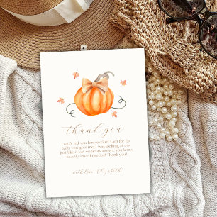 Söt lilla Pumpkin Bow Fall Baby Shower Tack Kort