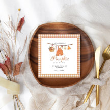 Söt lilla Pumpkin Fall babydusch
