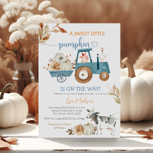 Söt lilla Pumpkin Fall Boskap Baby Shower Inbjudningar