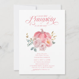 Söt lilla Pumpkin Rosa Blommigt Fall Baby Shower Inbjudningar