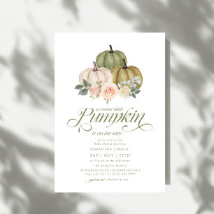 Söt lilla Pumpkin Rosa Blommigt Fall Baby Shower Inbjudningar