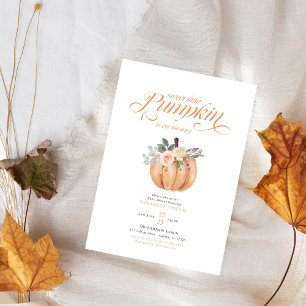 Söt lilla Pumpkin Rosa Blommigt Fall Baby Shower Inbjudningar