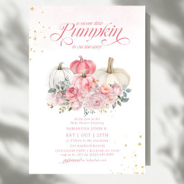 Söt lilla Pumpkin Rosa Blommigt Fall Baby Shower Inbjudningar