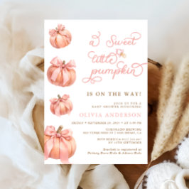 Söt lilla Pumpkin Rosa Bow Girl Baby Shower Inbjudningar