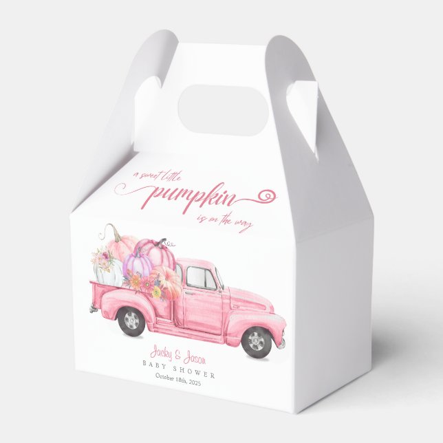 Söt lilla Pumpkin Rosa Girl Baby Shower Presentaskar (Framsidan Sidan)
