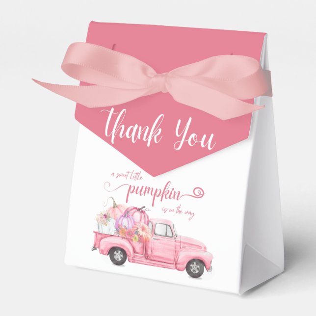 Söt lilla Pumpkin Rosa Girl Baby Shower Presentaskar (Framsidan Sidan)