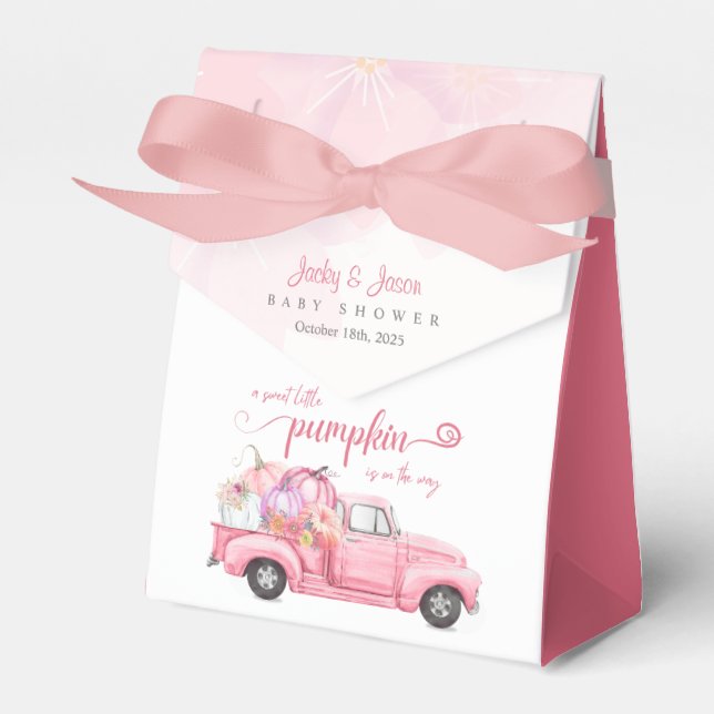 Söt lilla Pumpkin Rosa Girl Baby Shower Presentaskar (Framsidan Sidan)