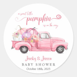 Söt lilla Pumpkin Rosa Girl Baby Shower Runt Klistermärke
