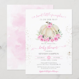 Söt lilla Pumpkin Rosa ros Baby Shower Inbjudningar