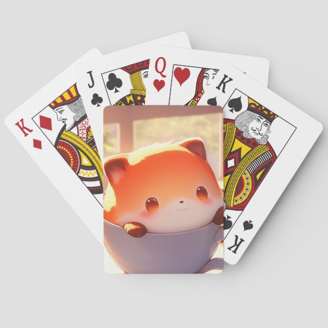 Söt lilla räv i Tekopp Casinokort (Baksidan)