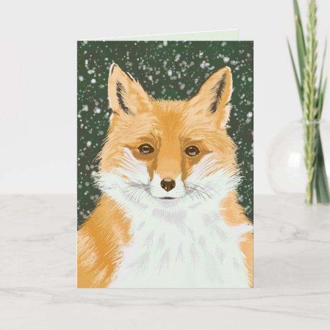 Söt lilla röda räv - i snön. kort (Framsida)