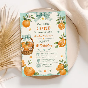 Söt lilla sötnos apelsin citrus 1-årsdag inbjudningar