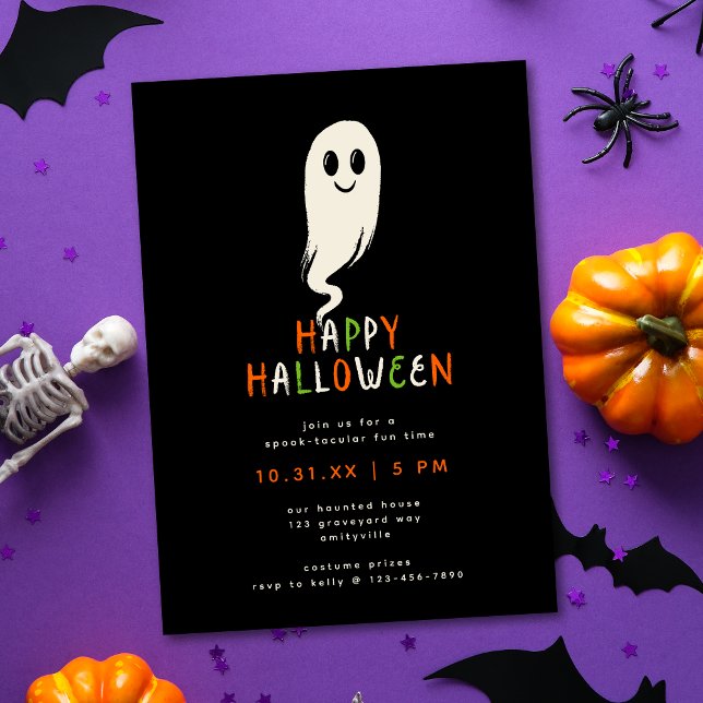 Söt lilla spökis barn Halloween-fest inbjudan (Skapare uppladdad)