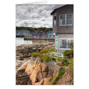 Söt lilla strandhus hälsningskort