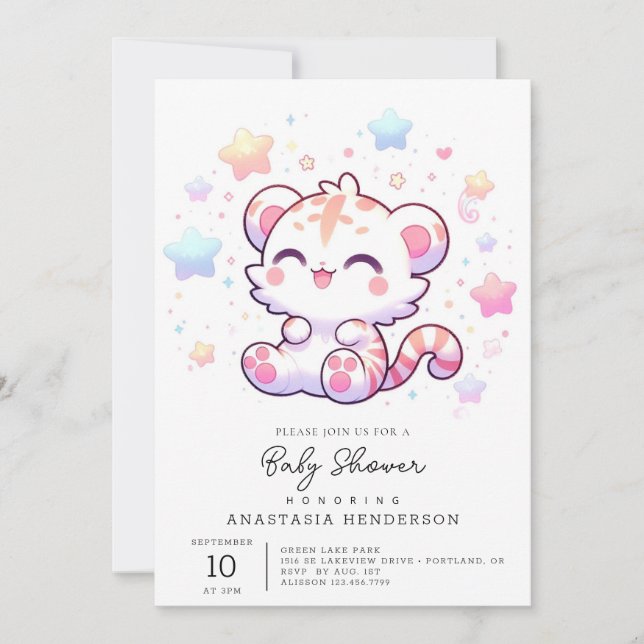 Söt lilla Tiger Baby Shower Inbjudningar (Framsida)