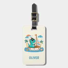 Söt lilla Trex-nautiska segelbåtskapten Bagagebricka