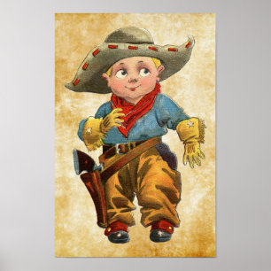 Söt lilla vintage cowboy poster