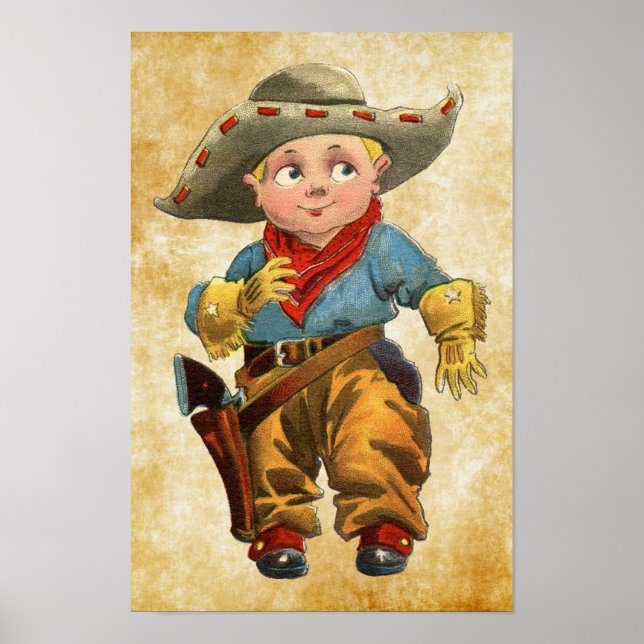 Söt lilla vintage cowboy poster (Framsidan)