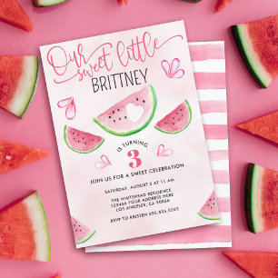 Söt lilla Watermelon Watercolor Birthday Inbjudningar