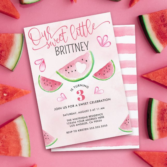 Söt lilla Watermelon Watercolor Birthday Inbjudningar (Skapare uppladdad)