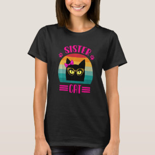 Söt lillasyster katt med leopardglasögon retro t shirt